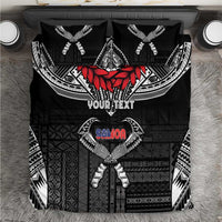 Personalized Talofa Samoa Bedding Set Ulafala With Toa Nifo'oti - Black