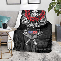 Personalized Talofa Samoa Blanket Ulafala With Toa Nifo'oti - Black