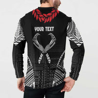 Personalized Talofa Samoa Button Sweatshirt Ulafala With Toa Nifo'oti - Black