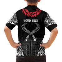 Personalized Talofa Samoa Family Matching Off Shoulder Maxi Dress and Hawaiian Shirt Ulafala With Toa Nifo'oti - Black LT7 - Polynesian Pride