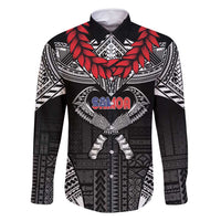 Personalized Talofa Samoa Family Matching Off Shoulder Maxi Dress and Hawaiian Shirt Ulafala With Toa Nifo'oti - Black LT7 Dad's Shirt - Long Sleeve Black - Polynesian Pride