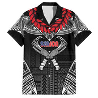 Personalized Talofa Samoa Family Matching Short Sleeve Bodycon Dress and Hawaiian Shirt Ulafala With Toa Nifo'oti - Black