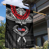 Personalized Talofa Samoa Garden Flag Ulafala With Toa Nifo'oti - Black