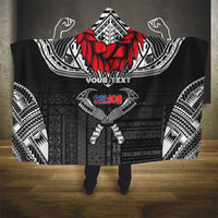 Personalized Talofa Samoa Hooded Blanket Ulafala With Toa Nifo'oti - Black