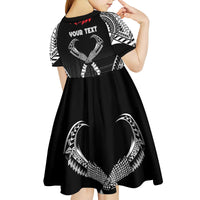 Personalized Talofa Samoa Kid Short Sleeve Dress Ulafala With Toa Nifo'oti - Black