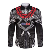 Personalized Talofa Samoa Long Sleeve Button Shirt Ulafala With Toa Nifo'oti - Black