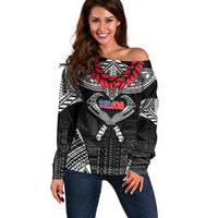 Personalized Talofa Samoa Off Shoulder Sweater Ulafala With Toa Nifo'oti - Black LT7 Women Black - Polynesian Pride