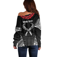 Personalized Talofa Samoa Off Shoulder Sweater Ulafala With Toa Nifo'oti - Black LT7 - Polynesian Pride