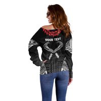 Personalized Talofa Samoa Off Shoulder Sweater Ulafala With Toa Nifo'oti - Black LT7 - Polynesian Pride