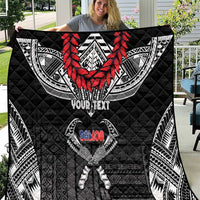 Personalized Talofa Samoa Quilt Ulafala With Toa Nifo'oti - Black