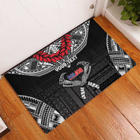 Personalized Talofa Samoa Rubber Doormat Ulafala With Toa Nifo'oti - Black
