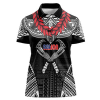 Personalized Talofa Samoa Women Polo Shirt Ulafala With Toa Nifo'oti - Black