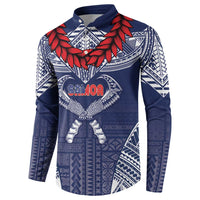 Personalized Talofa Samoa Button Sweatshirt Ulafala With Toa Nifo'oti - Blue