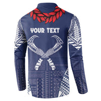 Personalized Talofa Samoa Button Sweatshirt Ulafala With Toa Nifo'oti - Blue