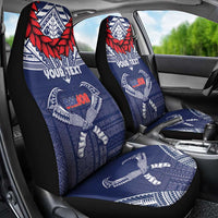 Personalized Talofa Samoa Car Seat Cover Ulafala With Toa Nifo'oti - Blue