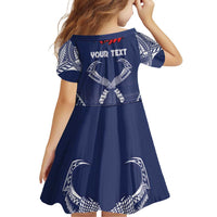 Personalized Talofa Samoa Family Matching Off Shoulder Short Dress and Hawaiian Shirt Ulafala With Toa Nifo'oti - Blue