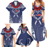 Personalized Talofa Samoa Family Matching Summer Maxi Dress and Hawaiian Shirt Ulafala With Toa Nifo'oti - Blue