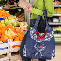 Personalized Talofa Samoa Grocery Bag Ulafala With Toa Nifo'oti - Blue
