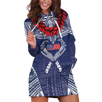 Personalized Talofa Samoa Hoodie Dress Ulafala With Toa Nifo'oti - Blue LT7 Blue - Polynesian Pride
