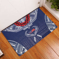 Personalized Talofa Samoa Rubber Doormat Ulafala With Toa Nifo'oti - Blue