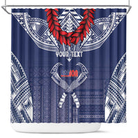 Personalized Talofa Samoa Shower Curtain Ulafala With Toa Nifo'oti - Blue