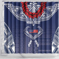 Personalized Talofa Samoa Shower Curtain Ulafala With Toa Nifo'oti - Blue