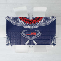 Personalized Talofa Samoa Tablecloth Ulafala With Toa Nifo'oti - Blue