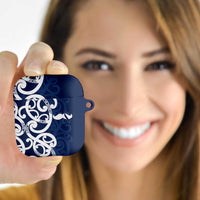 New Zealand Maori Mo Bros AirPods Case Blue Ribbon With Koru Kowhaiwhai - Polynesian Pride
