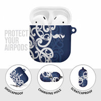New Zealand Maori Mo Bros AirPods Case Blue Ribbon With Koru Kowhaiwhai - Polynesian Pride