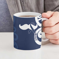 New Zealand Maori Mo Bros Ceramic Mug Blue Ribbon With Koru Kowhaiwhai - Polynesian Pride