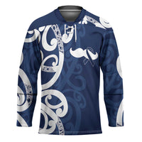 New Zealand Maori Mo Bros Hockey Jersey Blue Ribbon With Koru Kowhaiwhai LT7 Unisex Blue - Polynesian Pride