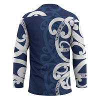 New Zealand Maori Mo Bros Hockey Jersey Blue Ribbon With Koru Kowhaiwhai LT7 - Polynesian Pride