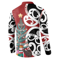 New Zealand Silver Fern Christmas Tree Button Sweatshirt Meri Kirihimete - Polynesian Pride