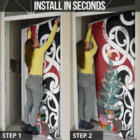 New Zealand Silver Fern Christmas Tree Door Cover Meri Kirihimete - Polynesian Pride