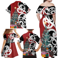 New Zealand Silver Fern Christmas Tree Family Matching Off Shoulder Maxi Dress and Hawaiian Shirt Meri Kirihimete - Polynesian Pride