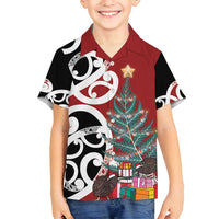 New Zealand Silver Fern Christmas Tree Family Matching Tank Maxi Dress and Hawaiian Shirt Meri Kirihimete - Polynesian Pride