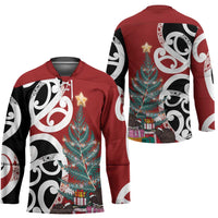 New Zealand Silver Fern Christmas Tree Hockey Jersey Meri Kirihimete LT7 - Polynesian Pride