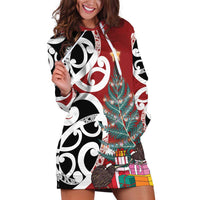 New Zealand Silver Fern Christmas Tree Hoodie Dress Meri Kirihimete - Polynesian Pride