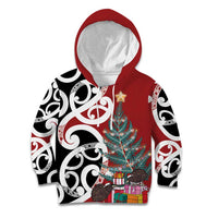 New Zealand Silver Fern Christmas Tree Kid Hoodie Meri Kirihimete - Polynesian Pride