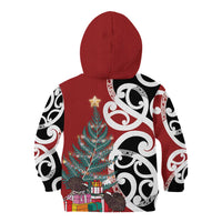 New Zealand Silver Fern Christmas Tree Kid Hoodie Meri Kirihimete - Polynesian Pride
