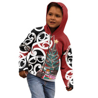 New Zealand Silver Fern Christmas Tree Kid Hoodie Meri Kirihimete - Polynesian Pride