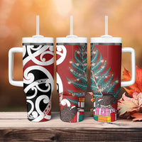 New Zealand Silver Fern Christmas Tree Tumbler With Handle Meri Kirihimete - Polynesian Pride