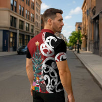 New Zealand Silver Fern Christmas Tree Zipper Polo Shirt Meri Kirihimete - Polynesian Pride