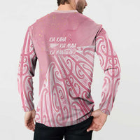 Breast Cancer Awareness Maori Button Sweatshirt Kia Kaha Kia Maia Kia Manawanui - Polynesian Pride