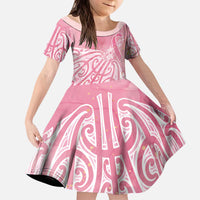 Breast Cancer Awareness Maori Kid Short Sleeve Dress Kia Kaha Kia Maia Kia Manawanui - Polynesian Pride