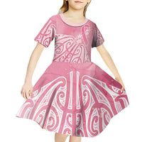Breast Cancer Awareness Maori Kid Short Sleeve Dress Kia Kaha Kia Maia Kia Manawanui - Polynesian Pride