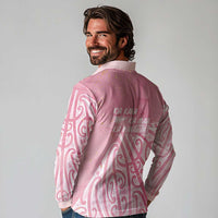 Breast Cancer Awareness Maori Long Sleeve Polo Shirt Kia Kaha Kia Maia Kia Manawanui - Polynesian Pride