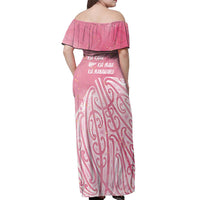 Breast Cancer Awareness Maori Off Shoulder Maxi Dress Kia Kaha Kia Maia Kia Manawanui - Polynesian Pride