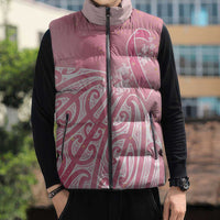 Breast Cancer Awareness Maori Sleeveless Puffer Jacket Kia Kaha Kia Maia Kia Manawanui - Polynesian Pride