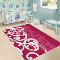 Breast Cancer Awareness Maori Area Rug Koru Kowhaiwhai - Polynesian Pride